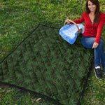 Forest Green Cannabis Leaf Print Quilt