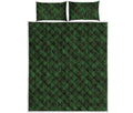 Forest Green Cannabis Leaf Print Quilt Bed Set