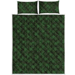 Forest Green Cannabis Leaf Print Quilt Bed Set