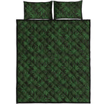Forest Green Cannabis Leaf Print Quilt Bed Set