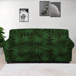 Forest Green Cannabis Leaf Print Sofa Cover