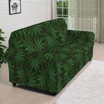 Forest Green Cannabis Leaf Print Sofa Cover
