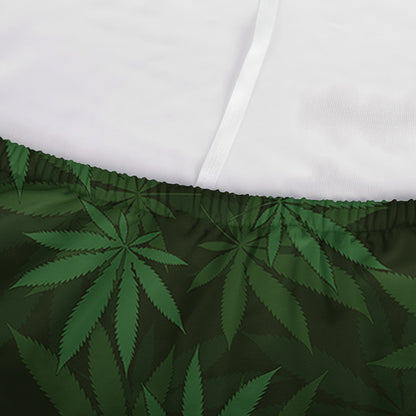 Forest Green Cannabis Leaf Print Sofa Cover