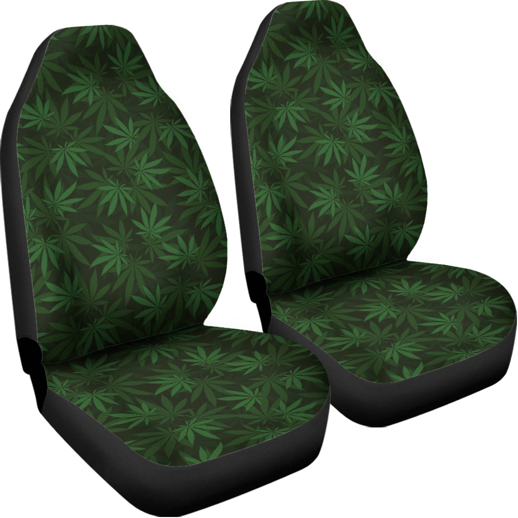 Forest Green Cannabis Leaf Print Universal Fit Car Seat Covers