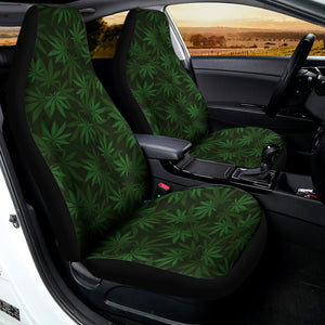 Forest Green Cannabis Leaf Print Universal Fit Car Seat Covers