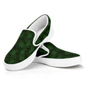 Forest Green Cannabis Leaf Print White Slip On Sneakers