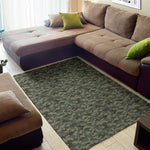 Forest Green Digital Camo Pattern Print Area Rug