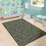 Forest Green Digital Camo Pattern Print Area Rug