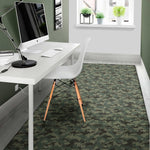 Forest Green Digital Camo Pattern Print Area Rug