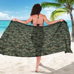 Forest Green Digital Camo Pattern Print Beach Sarong Wrap