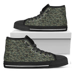 Forest Green Digital Camo Pattern Print Black High Top Shoes