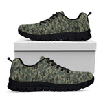 Forest Green Digital Camo Pattern Print Black Sneakers