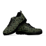 Forest Green Digital Camo Pattern Print Black Sneakers