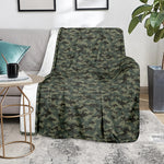 Forest Green Digital Camo Pattern Print Blanket