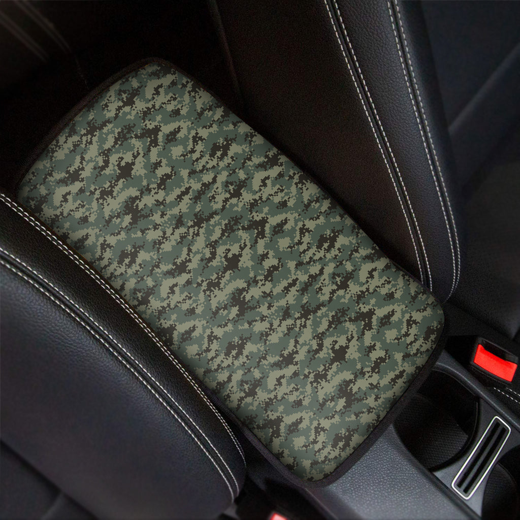 Forest Green Digital Camo Pattern Print Car Center Console Cover