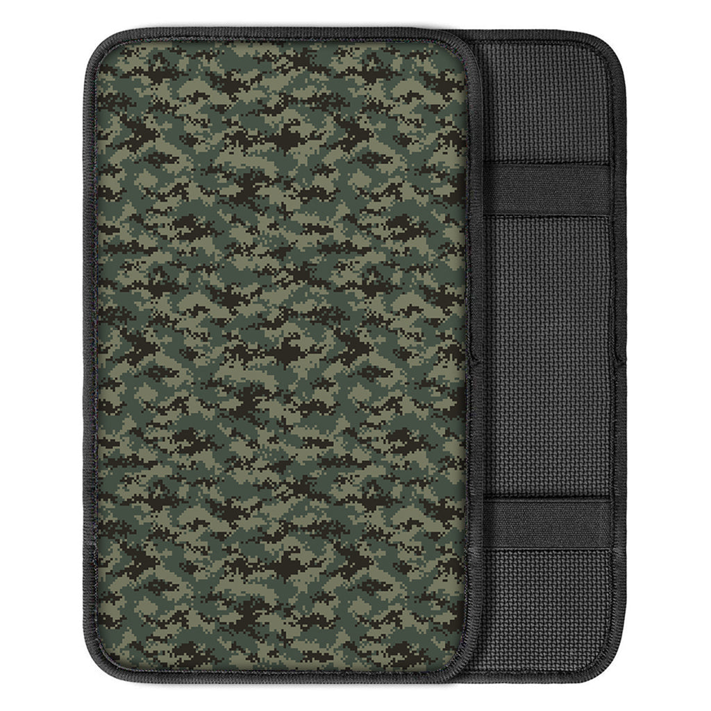 Forest Green Digital Camo Pattern Print Car Center Console Cover