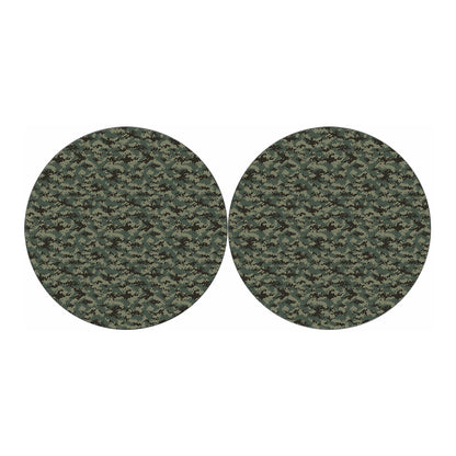 Forest Green Digital Camo Pattern Print Car Coasters