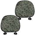 Forest Green Digital Camo Pattern Print Car Headrest Covers