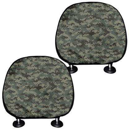 Forest Green Digital Camo Pattern Print Car Headrest Covers