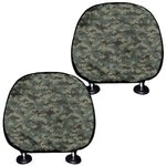 Forest Green Digital Camo Pattern Print Car Headrest Covers