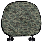 Forest Green Digital Camo Pattern Print Car Headrest Covers