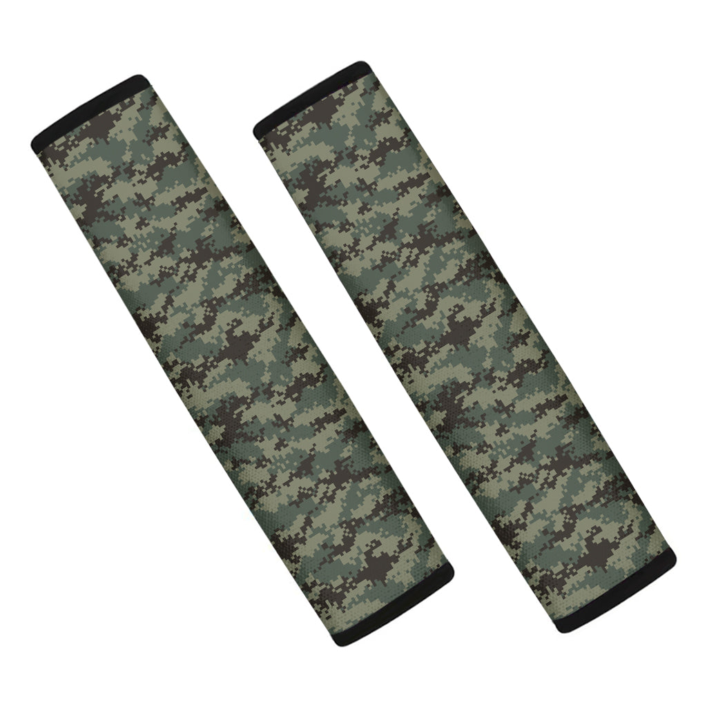 Forest Green Digital Camo Pattern Print Car Seat Belt Covers