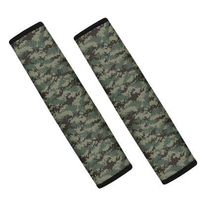 Forest Green Digital Camo Pattern Print Car Seat Belt Covers