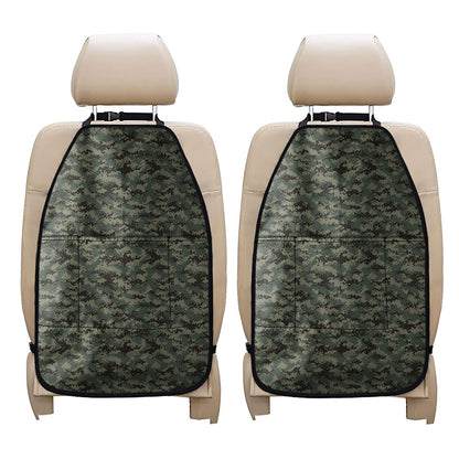 Forest Green Digital Camo Pattern Print Car Seat Organizers