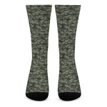 Forest Green Digital Camo Pattern Print Crew Socks
