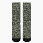 Forest Green Digital Camo Pattern Print Crew Socks