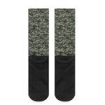 Forest Green Digital Camo Pattern Print Crew Socks