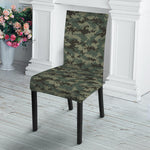 Forest Green Digital Camo Pattern Print Dining Chair Slipcover