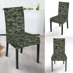 Forest Green Digital Camo Pattern Print Dining Chair Slipcover