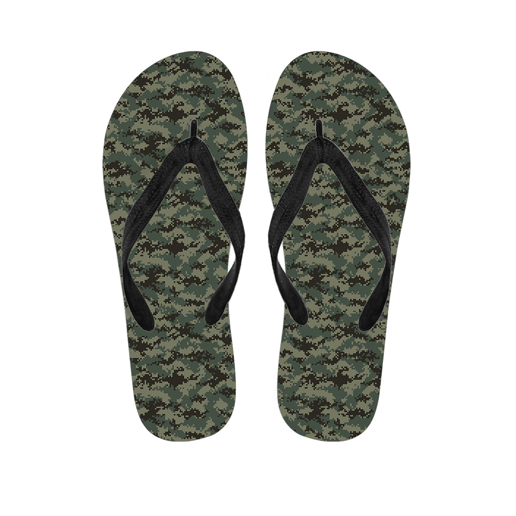 Forest Green Digital Camo Pattern Print Flip Flops