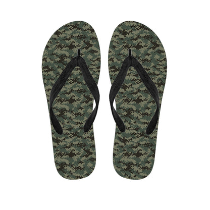 Forest Green Digital Camo Pattern Print Flip Flops
