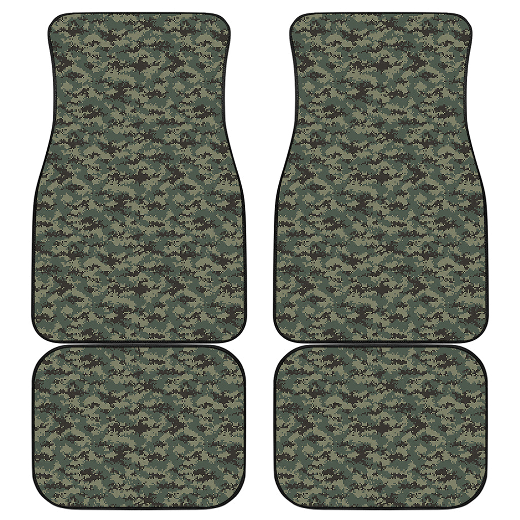 Forest Green Digital Camo Pattern Print Front and Back Car Floor Mats