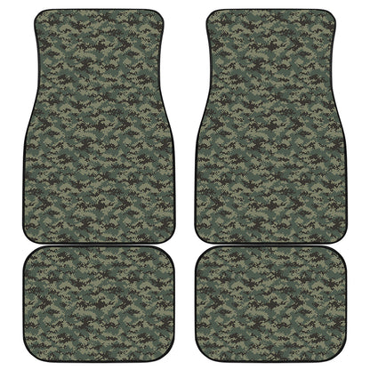 Forest Green Digital Camo Pattern Print Front and Back Car Floor Mats