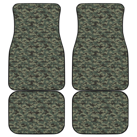 Forest Green Digital Camo Pattern Print Front and Back Car Floor Mats