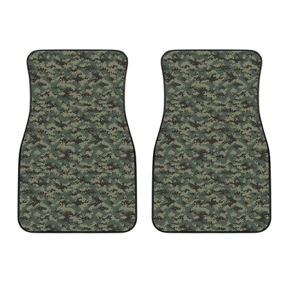 Forest Green Digital Camo Pattern Print Front Car Floor Mats