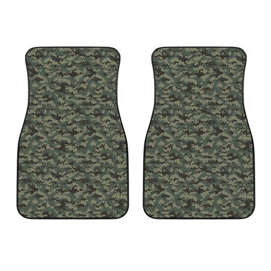 Forest Green Digital Camo Pattern Print Front Car Floor Mats