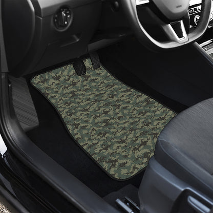 Forest Green Digital Camo Pattern Print Front Car Floor Mats