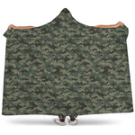Forest Green Digital Camo Pattern Print Hooded Blanket