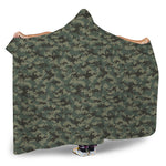 Forest Green Digital Camo Pattern Print Hooded Blanket