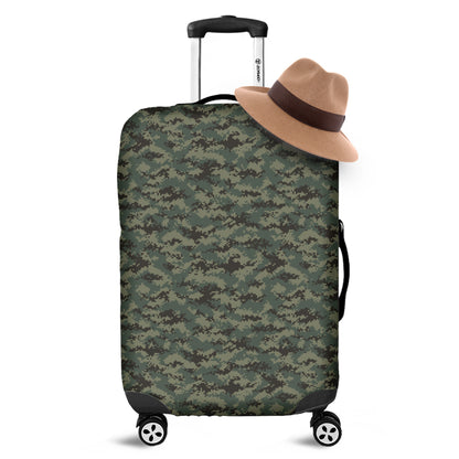 Forest Green Digital Camo Pattern Print Luggage Cover