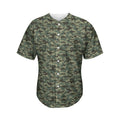Forest Green Digital Camo Pattern Print Men's Baseball Jersey