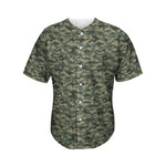 Forest Green Digital Camo Pattern Print Men's Baseball Jersey