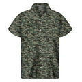 Forest Green Digital Camo Pattern Print Men's Short Sleeve Shirt