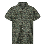 Forest Green Digital Camo Pattern Print Men's Short Sleeve Shirt
