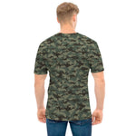 Forest Green Digital Camo Pattern Print Men's T-Shirt