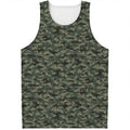 Forest Green Digital Camo Pattern Print Men's Tank Top